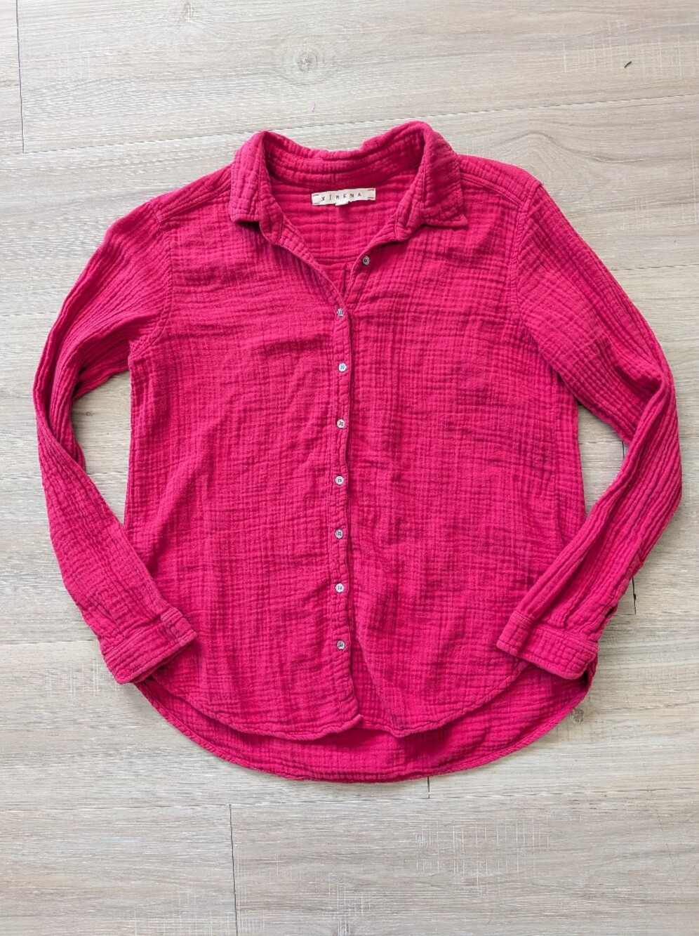 XIRENA Long Sleeve Gauze Button Down Scout Shirt in Pink